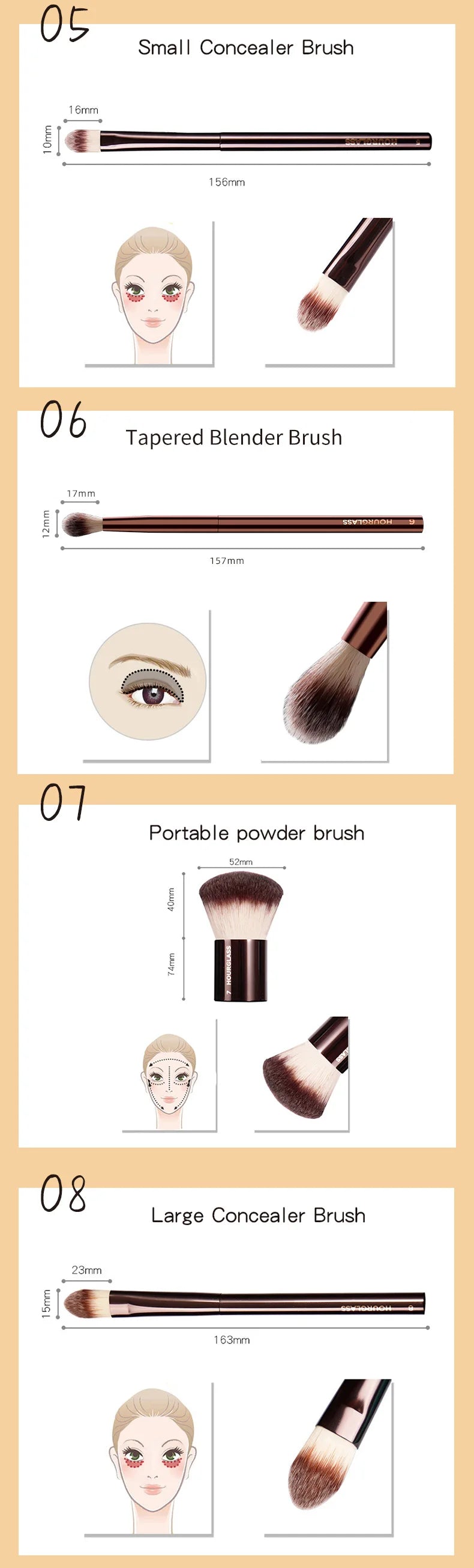 Hourglass Makeup Brushes Powder Foundation Concealer