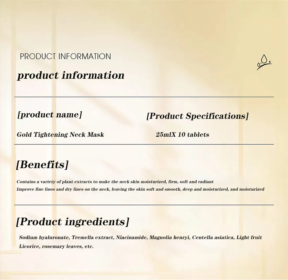 Gold Firming Neck Mask Moisturizing Anti Wrinkles