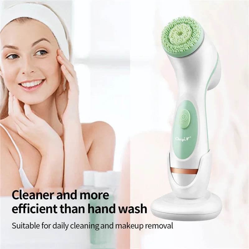 CkeyiN 3 In 1 Electric Facial Cleansing Brush Silicone