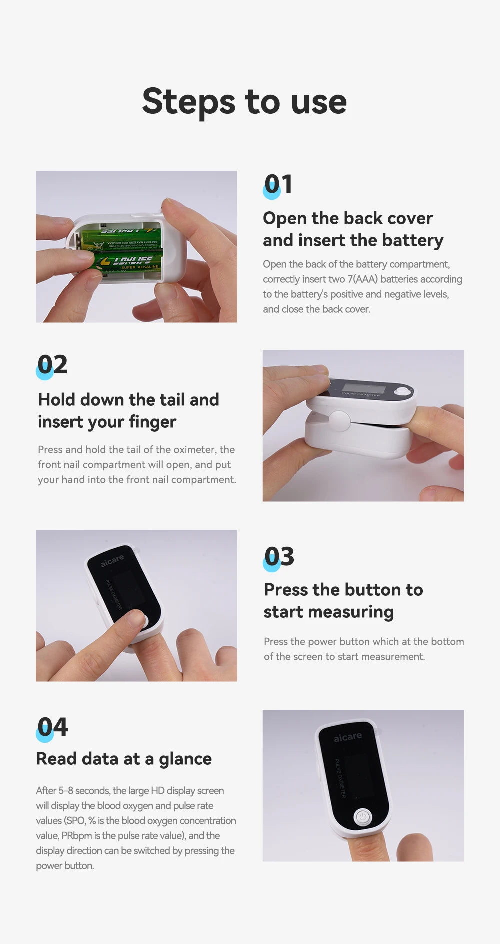 AICARE Medical Digital Oximeter Finger Pulse Pediatric\