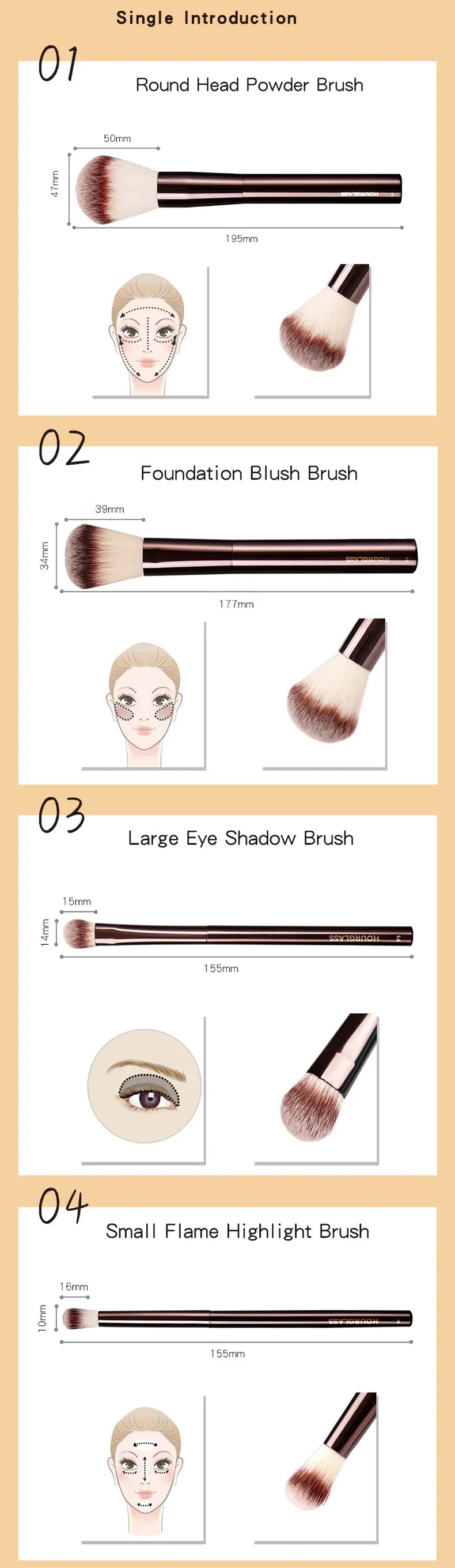 Hourglass Makeup Brushes Powder Foundation Concealer