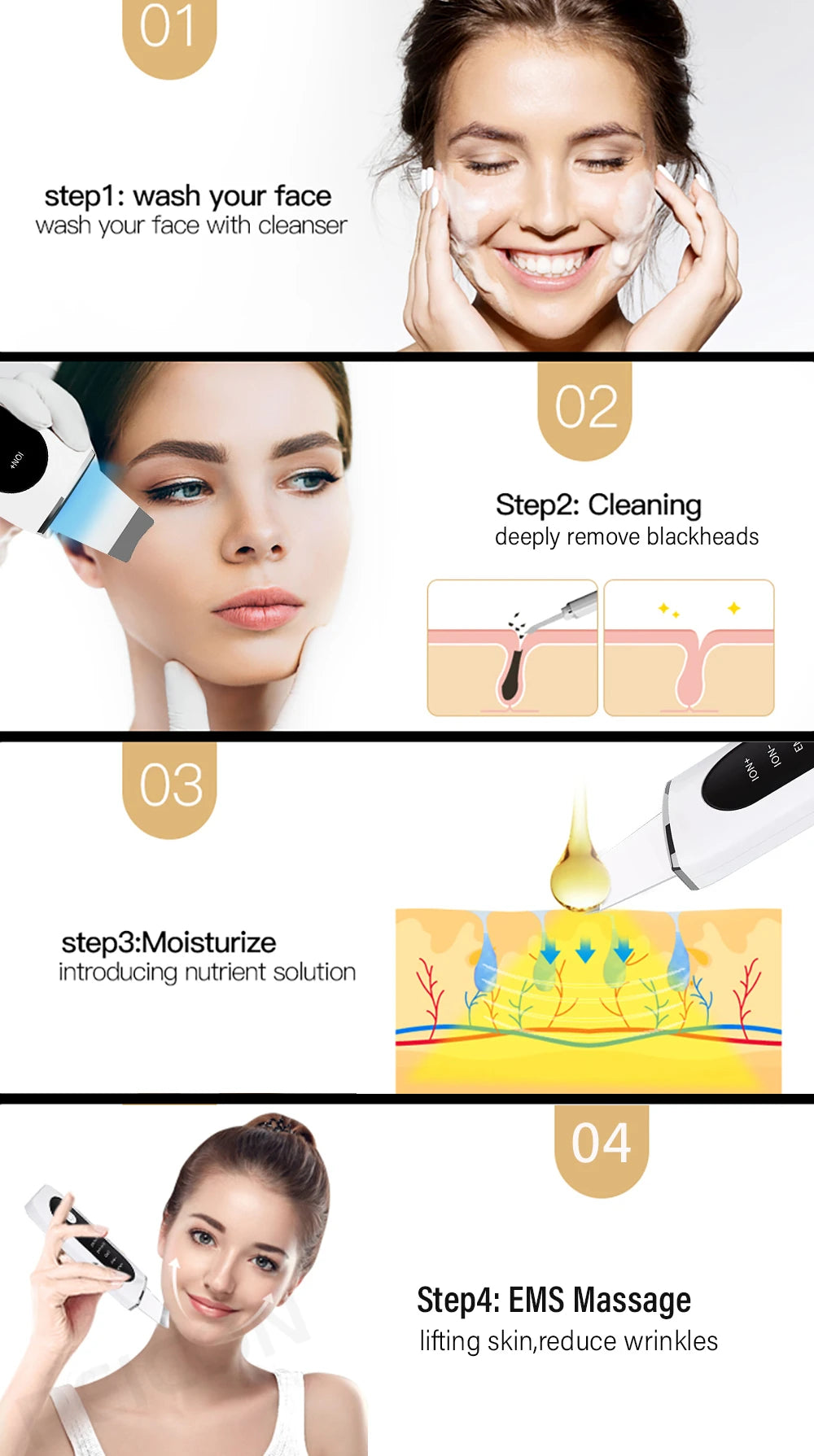 Ultrasonic Skin Scrubber Peeling Blackhead Remover
