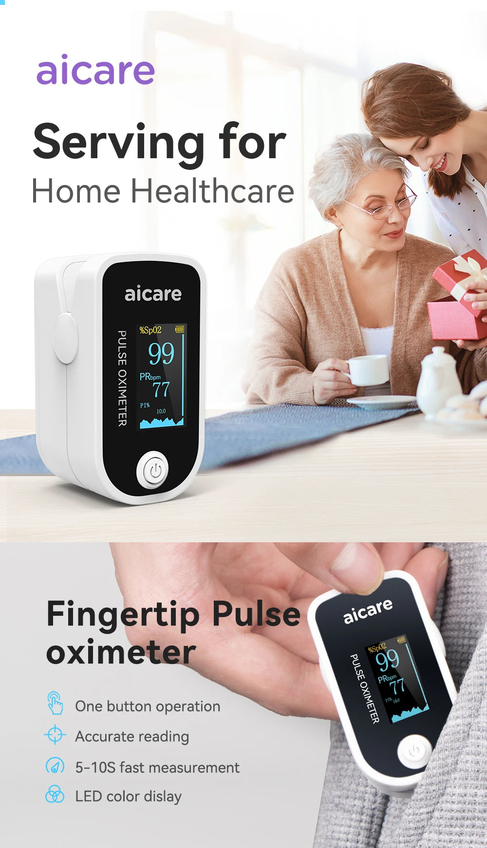 AICARE Medical Digital Oximeter Finger Pulse Pediatric\